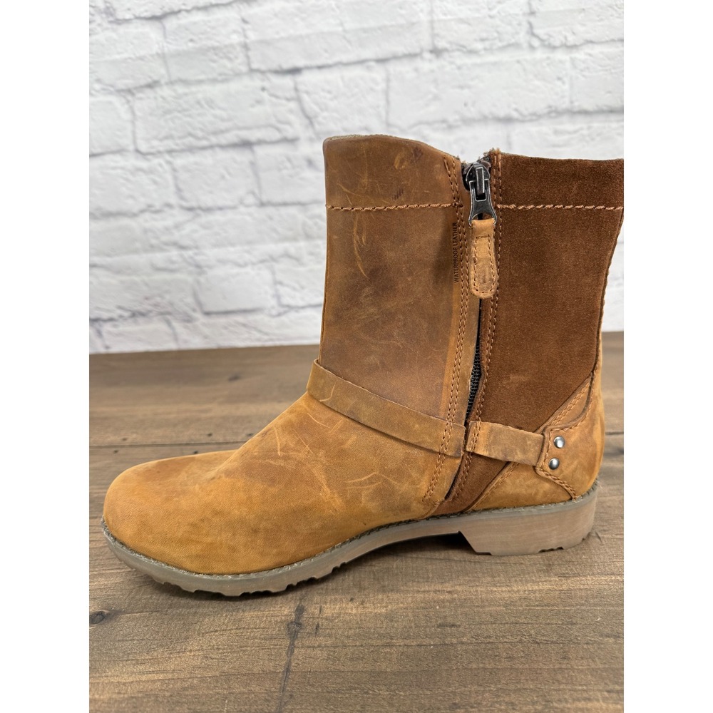 Eddie Bauer Women's Covey Leather Ankle Boots Brown Waterproof Zip‎ Moto Size 9 - Picture 14 of 15
